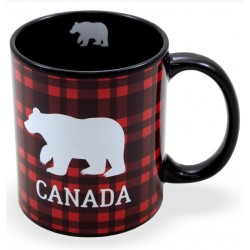 Tasse mug Bear moose plaid rouge