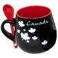 Tasse mug Feuilles d'érable noire avec petite cuillère