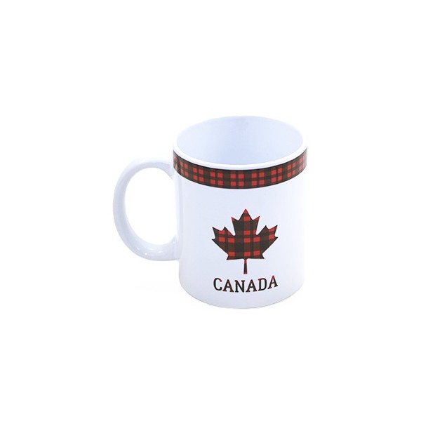 Tasse mug Feuille érable plaid rouge